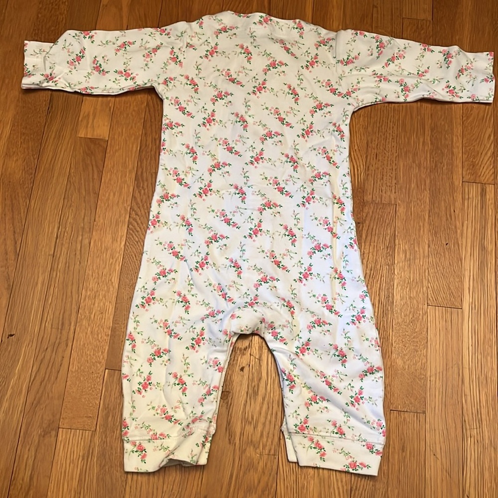 GAP White Cotton Onesie with Pink Flowers - Picture 3 of 6